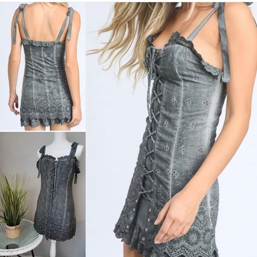 Mini dress- black washed - New